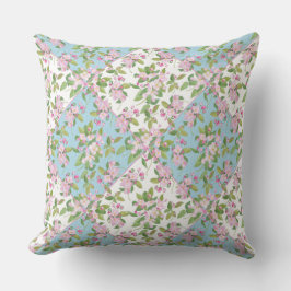 Äpple Blommar på Himlar Blue and White Faux Patchw Kudde