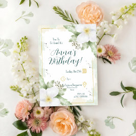 Apple Blommar Watercolor Blommigts Birthday Inbjudningar