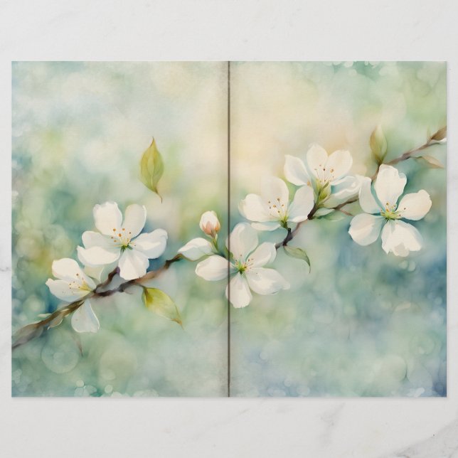 Apple Blommar Watercolor Journal Page (Framsida)