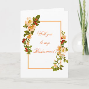 Apple Blommar Watercolor Stems Bridesmaid Kort