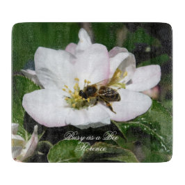 Apple Blossom & Bee Macro Photo | Cutting Board