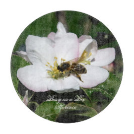 Apple Blossom & Bee Macro Photo | Cutting Board