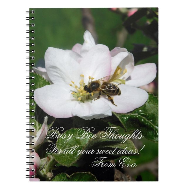 Apple Blossom & Bee Macro Photo | Personalized Nam Anteckningsbok (Framsidan)