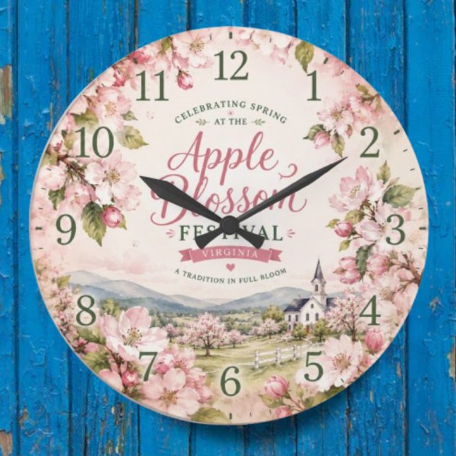 Apple Blossom Festival Virginia Spring Floral Stor Klocka (Skapare uppladdad)