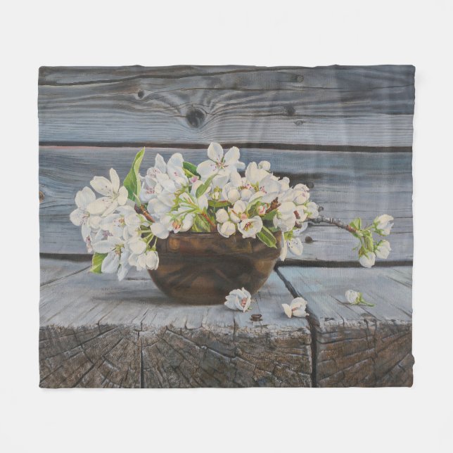 Apple Blossom Still Life – Original Fine Art Print Fleecefilt (Framsidan (Horisontell))