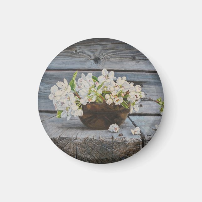 Apple Blossom Still Life – Original Fine Art Print Magnet (Framsidan)