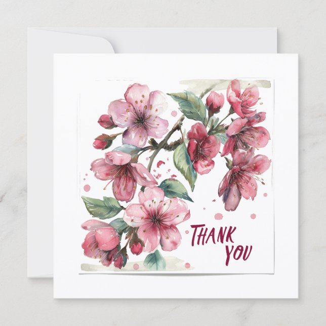 Apple blossoms Thank you card.  Tack Kort (Framsida)