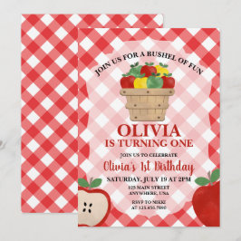 Apple Bushel of Roligt 1:a födelsedagsinbjudan Inbjudningar