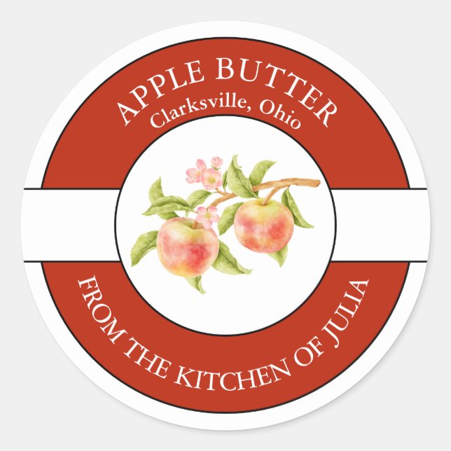 Apple Butter-etikett Runt Klistermärke (Framsida)