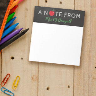 Apple Chalkboard A Note from Teacher Anteckningsblock