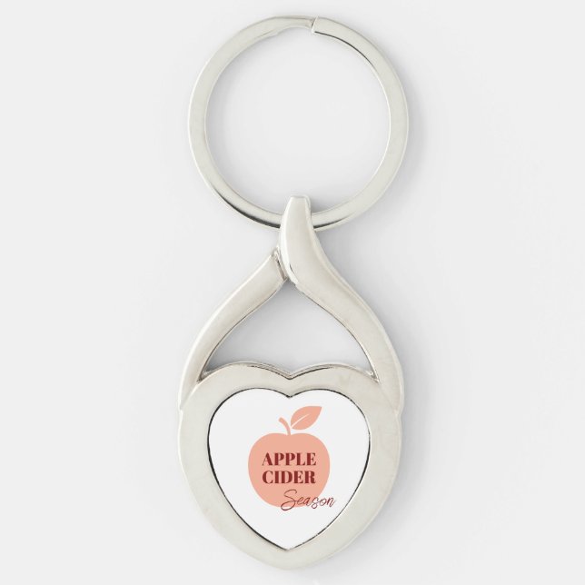 Apple Cider Metal Keychain Twisted Heart Silverfärgad Nyckelring (Framsidan)