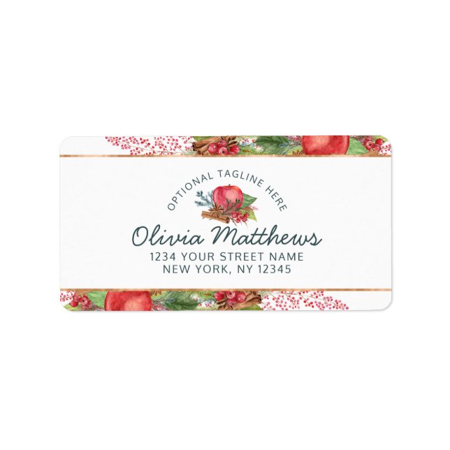 Apple Cinnamon Fall eller Winter Helgdag Anpassnin Adressetikett (Framsidan)