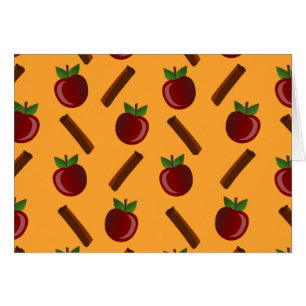 Apple Cinnamon Mönster Hälsningskort