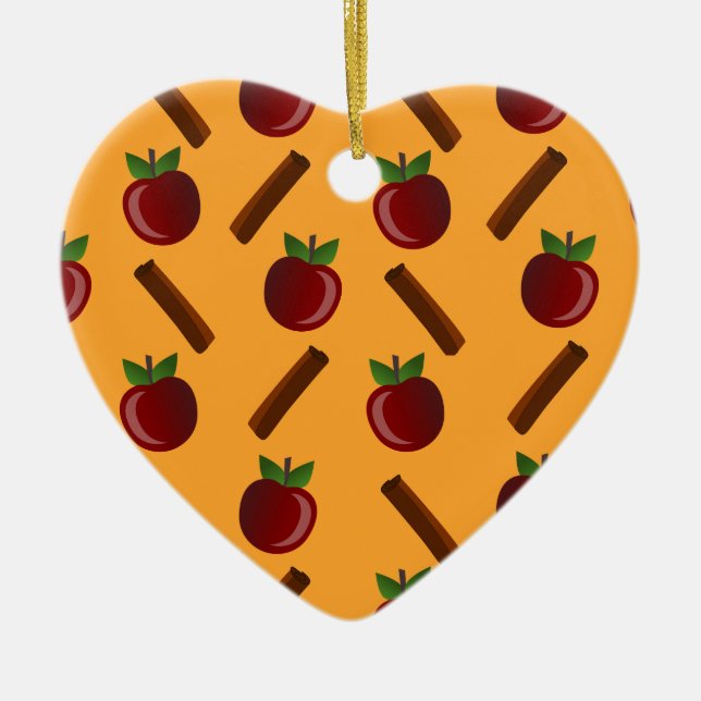 Apple Cinnamon Mönster Julgransprydnad Keramik (Framsidan)