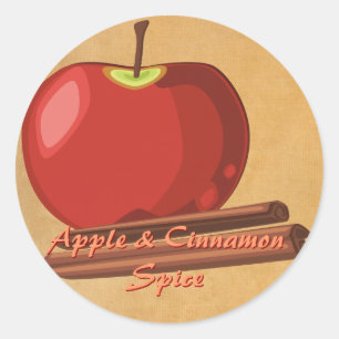 Apple Cinnamon Stickers Runt Klistermärke