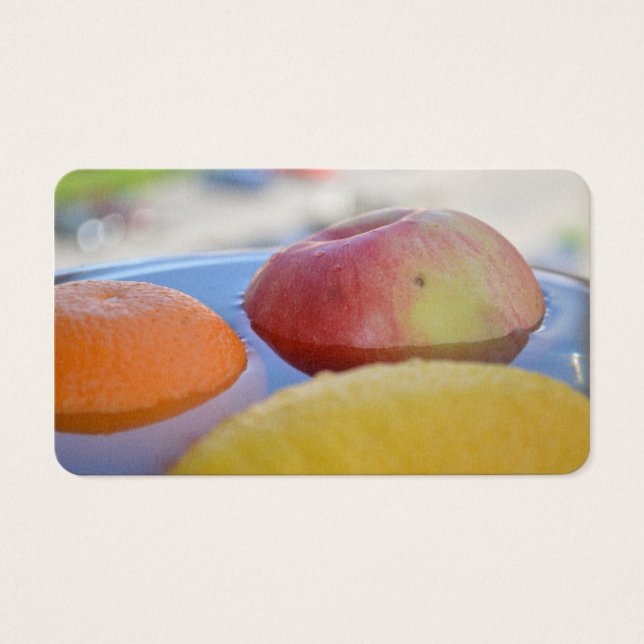 äpple, citmon, orange visitkort (Framsidan)