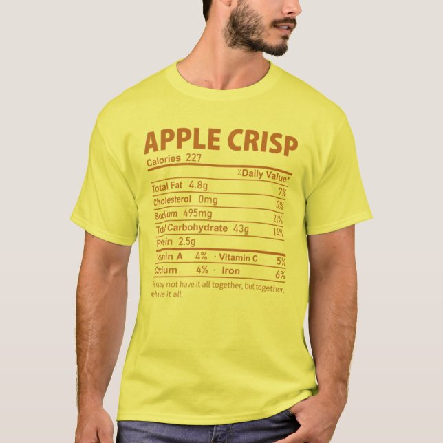 Apple Crisp Costume Funny Thanksgiving Food Nutrit T Shirt (Framsida)