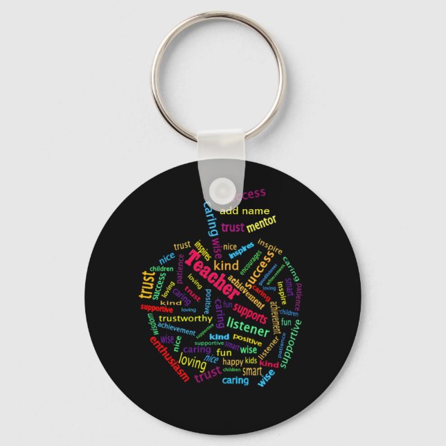 Apple Customize Add Teacher namn på Apple Löv Nyckelring (Framsida)