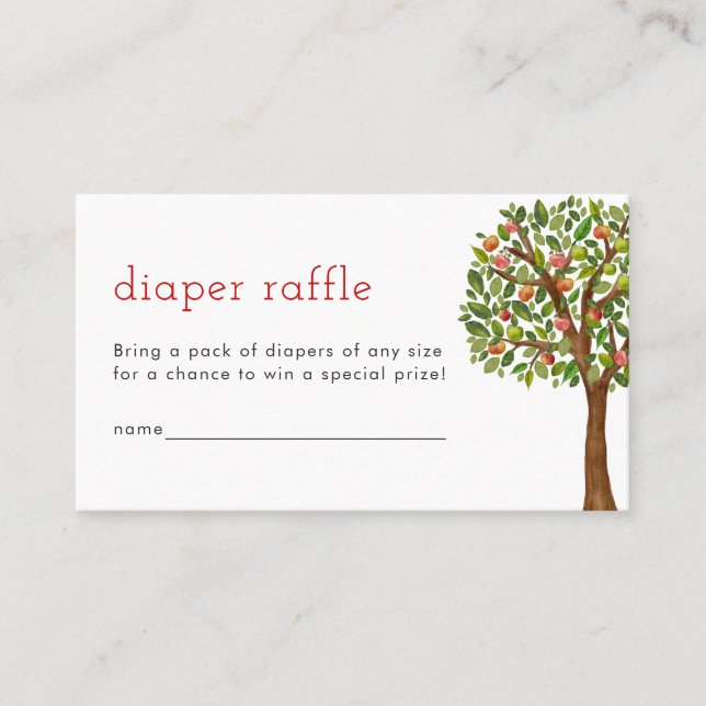 Apple Diaper Raffle Card Apple från mitt Öga Baby Placeringskort (Framsida)