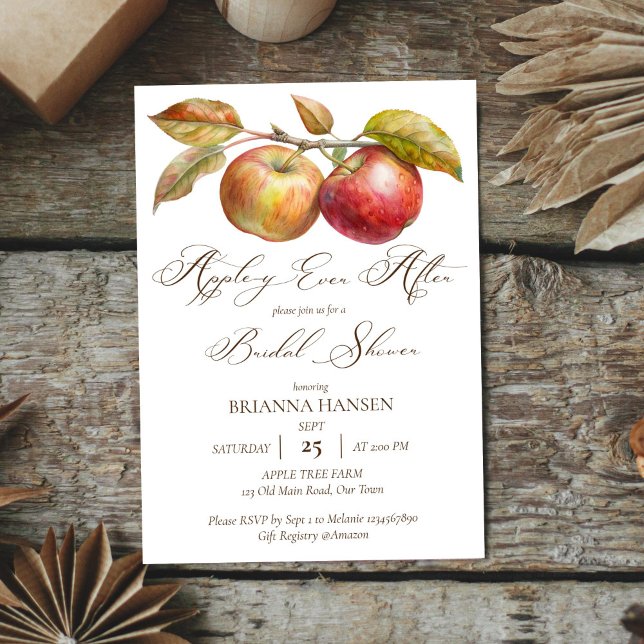 Äpple efter möhippa av äppelfall inbjudningar (Appley ever after apple fall elegant bridal shower invitation editable template instant download )
