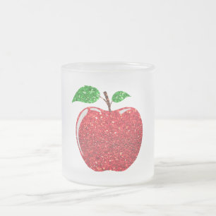 Apple Faux Red Glitter Frostad Glasmugg