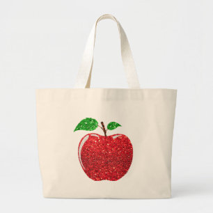 Apple Faux Red Glitter Jumbo Tygkasse