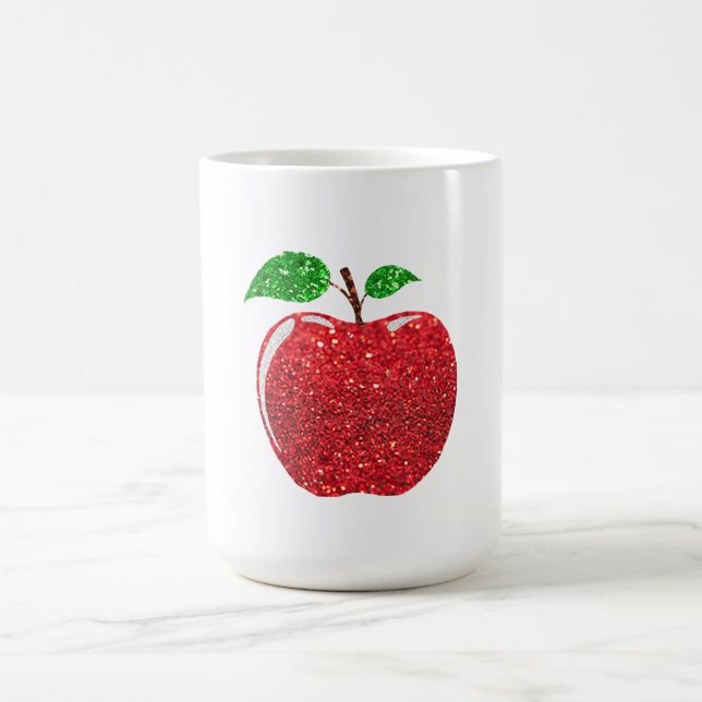 Apple Faux Red Glitter Magisk Mugg (Center)
