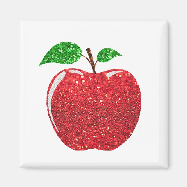 Apple Faux Red Glitter Magnet (Framsidan)