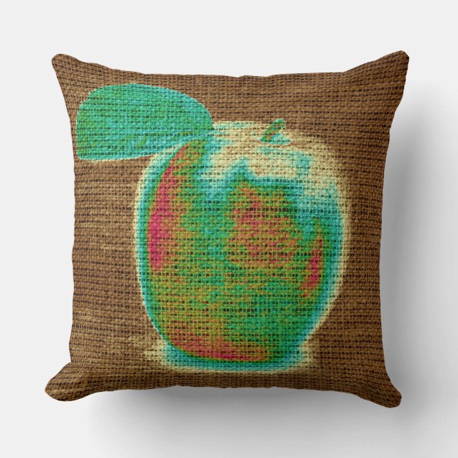 Apple Fine Art on Burlap Linen Jute #4 Kudde (Framsida)