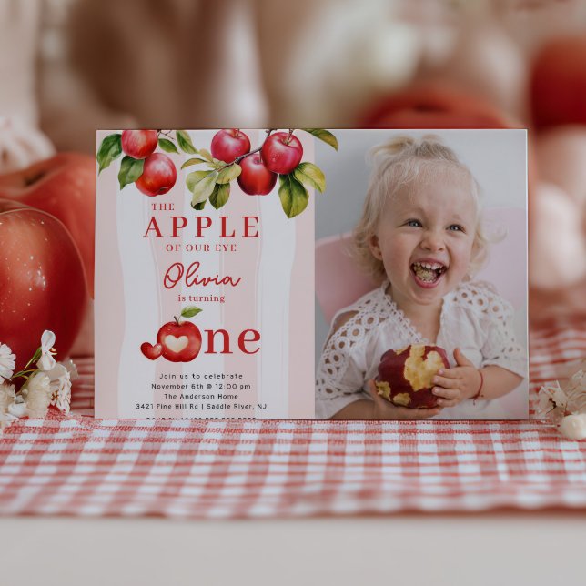Apple First Födelsedagsfest Inbjudningar (Skapare uppladdad)