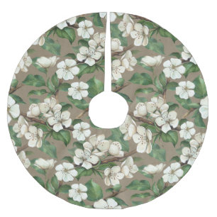 Apple Flowers med vattenfärg: Vintage Mönster. Julgransmatta Borstad Polyester