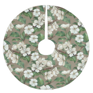 Apple Flowers med vattenfärg: Vintage Mönster. Julgransmatta Borstad Polyester