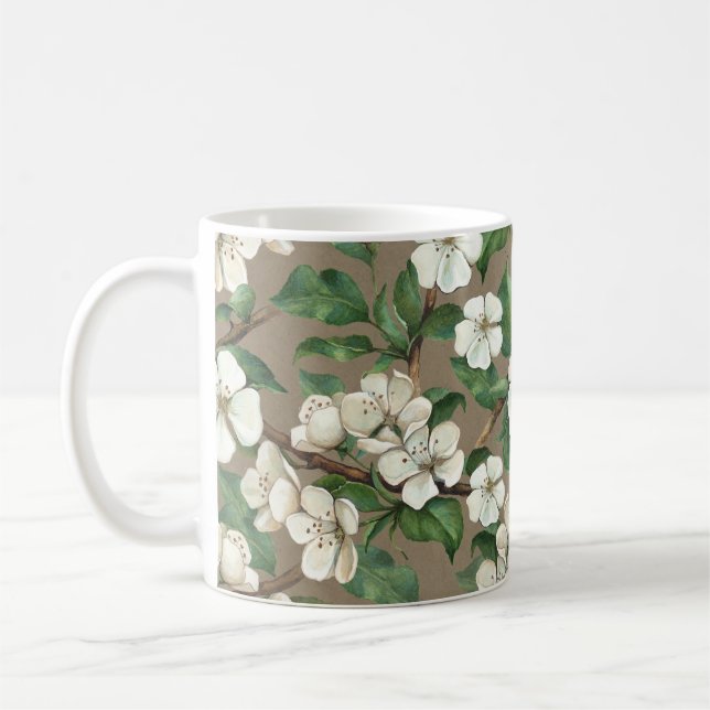 Apple Flowers med vattenfärg: Vintage Mönster. Kaffemugg (Vänster)