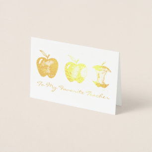 Apple for Favorite Teacher School Education Folierat Kort