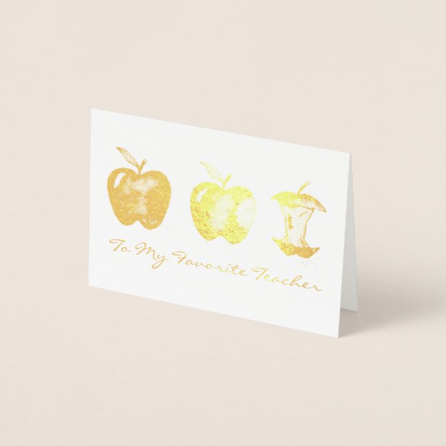 Apple for Favorite Teacher School Education Folierat Kort (Framsida)