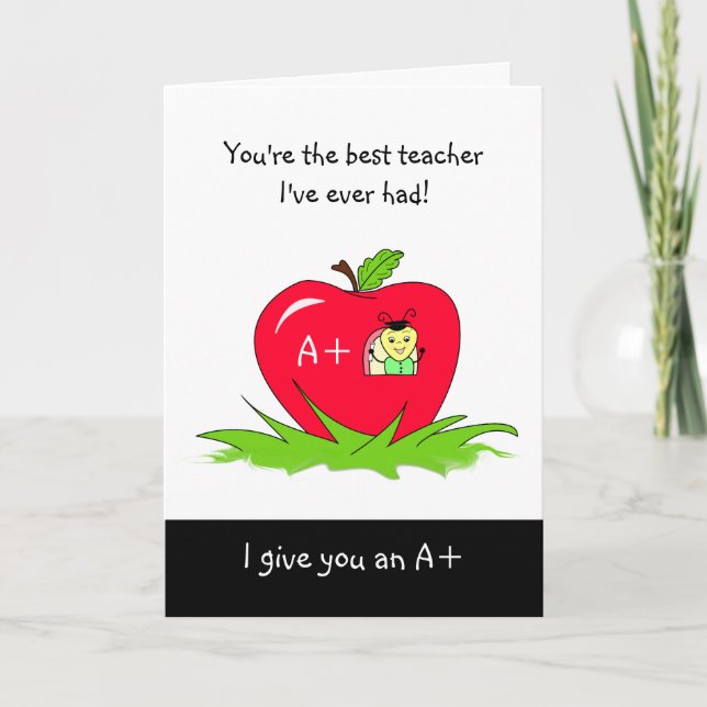 Apple för lärardag för Cute Teacher Kort (Framsida)
