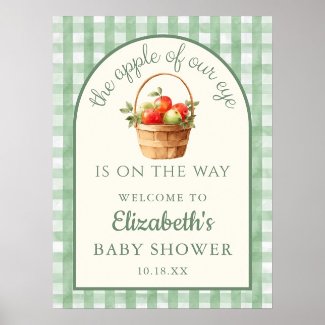 Äpple För Ögat Neutral Välkomstskylt För Baby Show Poster (Framsidan)