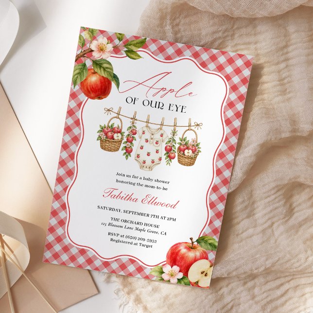Äpple för Ögonen Baby Shower Vattenfärg Höst Inbjudningar (Skapare uppladdad)