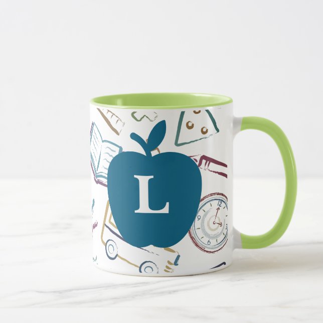 Apple for Teacher Anpassningsbar Monogram Mugg (Höger)