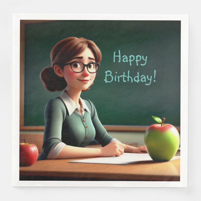 Apple for Teacher Birthday Pappersservett (Framsida)