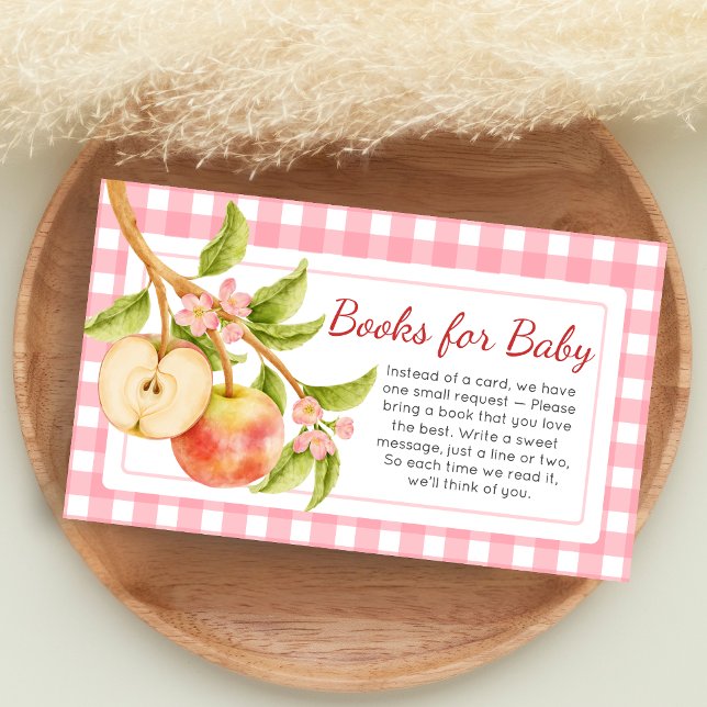Äpple för våra ögon Gingham Bebis-bok för Baby Sho Tilläggskort (Apple Baby Shower Books for Baby)