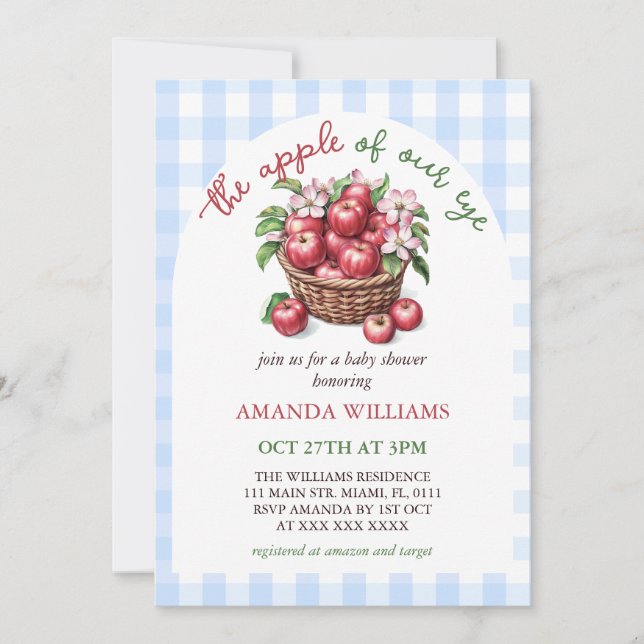 Apple från Öga Blommigt Baby Shower Inbjudningar (Framsida)