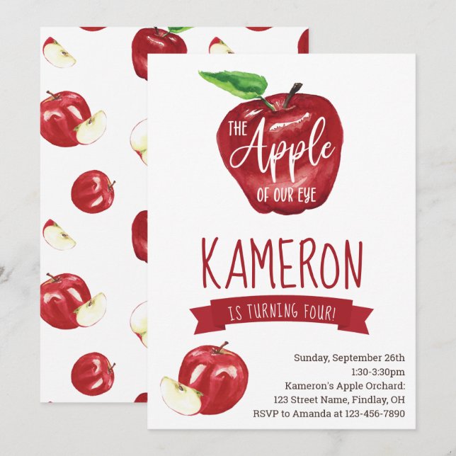 Äpple från Öga, Födelsedagsfest i alla åldrar Inbjudningar (Fram/baksida)