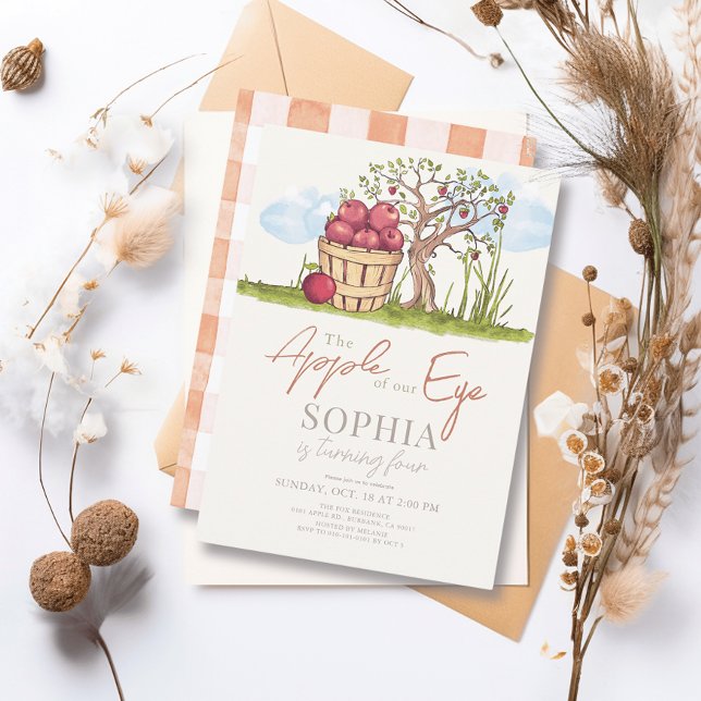 Äpple från vår födelsedag Öga Basket och Träd Inbjudningar (Skapare uppladdad)