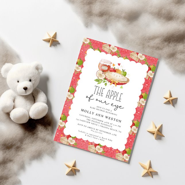 Apple från vår inbjudan till Öga-babyskor (Apple of our Eye Baby Shower Invitation )