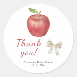 Apple från vår öga babydusch Tack Runt Klistermärke
