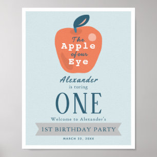 Apple från vår Öga Boy Blue 1:a födelsedag Välkoms Poster