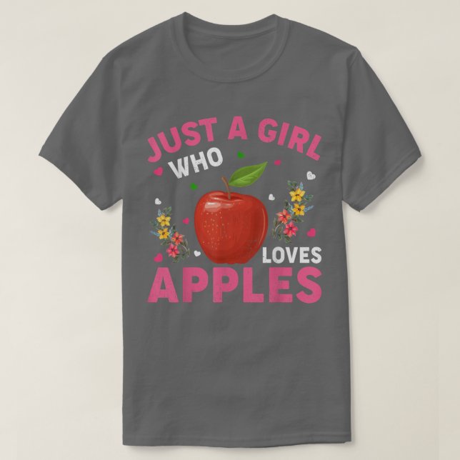 Äpple Fruit Älskare är bara en flicka som Kärlek A T Shirt (Design framsida)