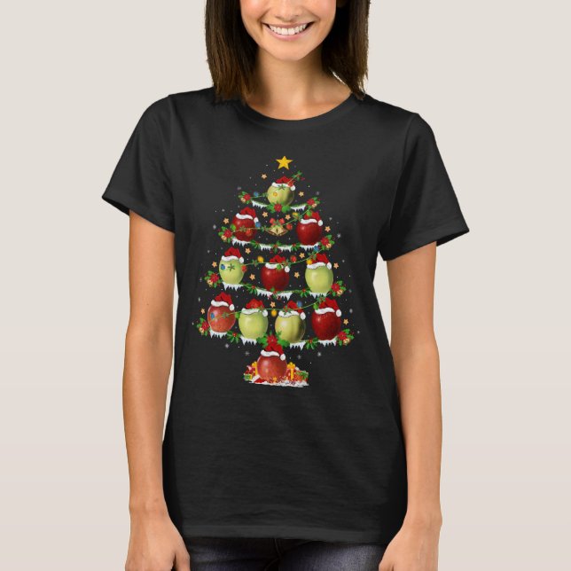 Apple Fruit Älskare Julafton Lighting Apple jul Tr T Shirt (Framsida)