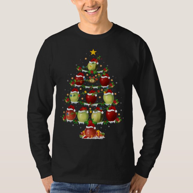 Apple Fruit Älskare Julafton Lighting Apple jul Tr T Shirt (Framsida)